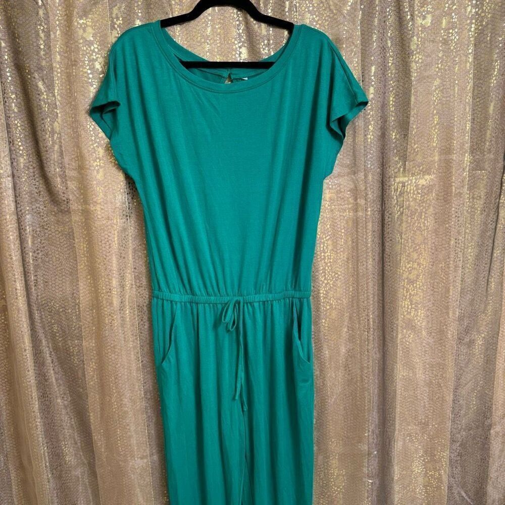 PrettyGarden Kelly Green Loose Off The Shoulder Stretchy Pants Romper M NWT